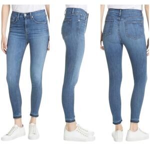 rag & bone NWT High Waist Ankle Skinny Jean Size 32 Clean Lily Dale Blue Raw Hem